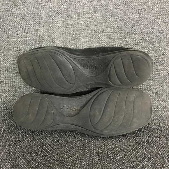 Clarks Soft Cushion Black Leather Slip On Comfort Ballet Flats Loafers Womens 8 - Picture 9 of 9